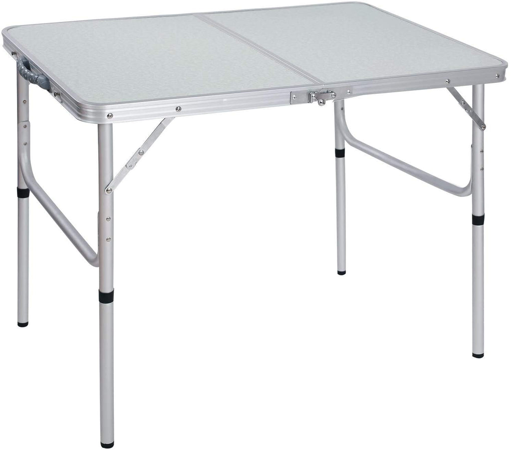 Aluminum Folding Table 4 Foot, Adjustable Height Lightweight Portable Camping Table for Picnic Beach Outdoor Indoor, White 48 x 24 inches F346561