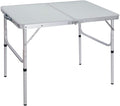 Aluminum Folding Table 4 Foot, Adjustable Height Lightweight Portable Camping Table for Picnic Beach Outdoor Indoor, White 48 x 24 inches F346561