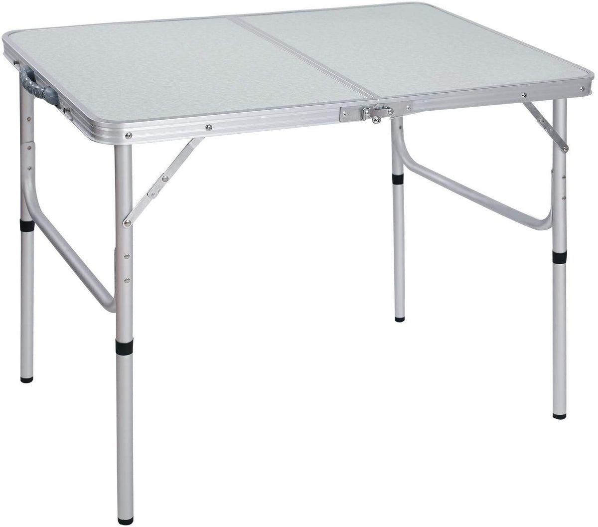 Aluminum Folding Table 4 Foot, Adjustable Height Lightweight Portable Camping Table for Picnic Beach Outdoor Indoor, White 48 x 24 inches F346561