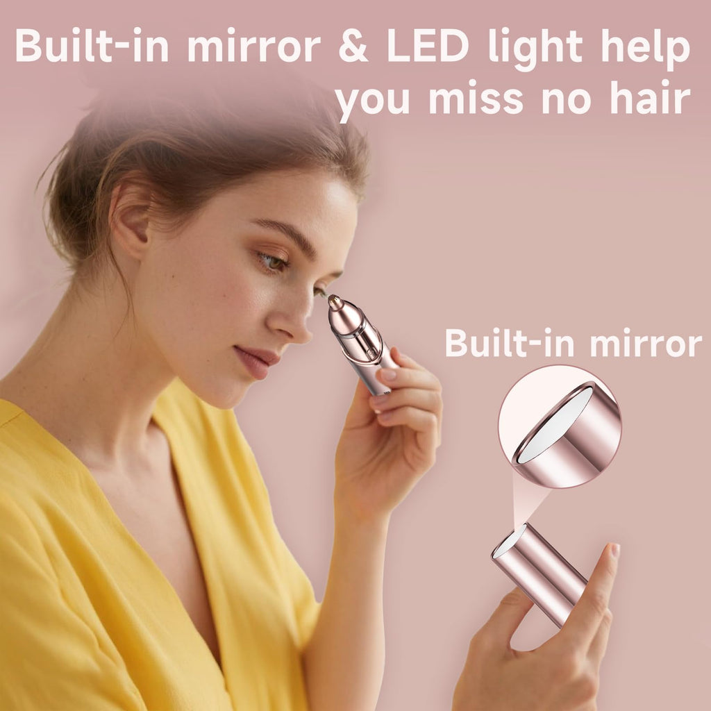 2-in-1 Electric Facial Hair Removal & Eyebrow Shaver with Mirror Light H37497