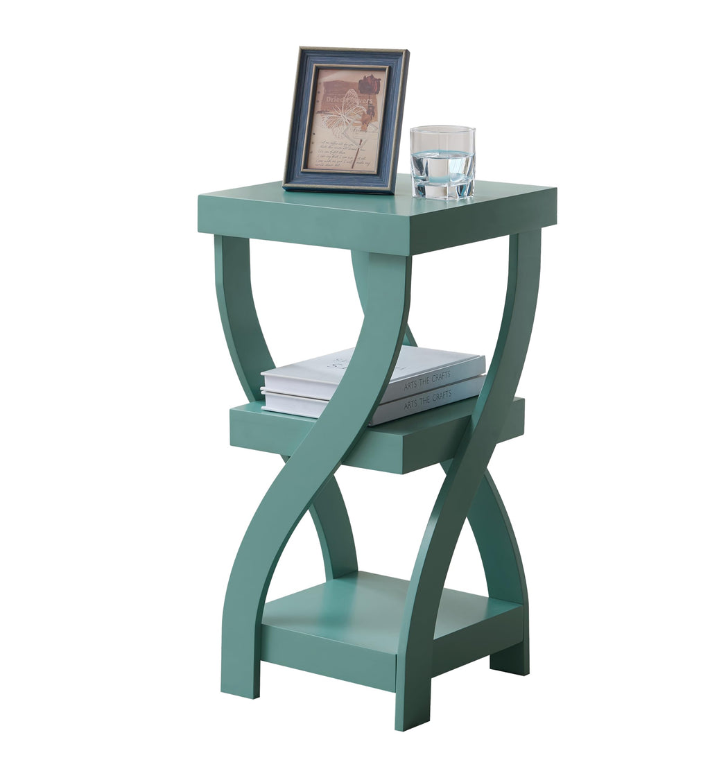 3-Tier Twisted Wood End Table with Open Storage Shelves O1359