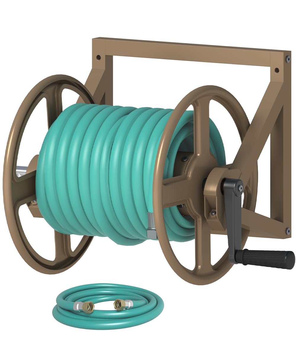 Wall Mounted Metal Garden Hose Reel Holds 125 ft G261086