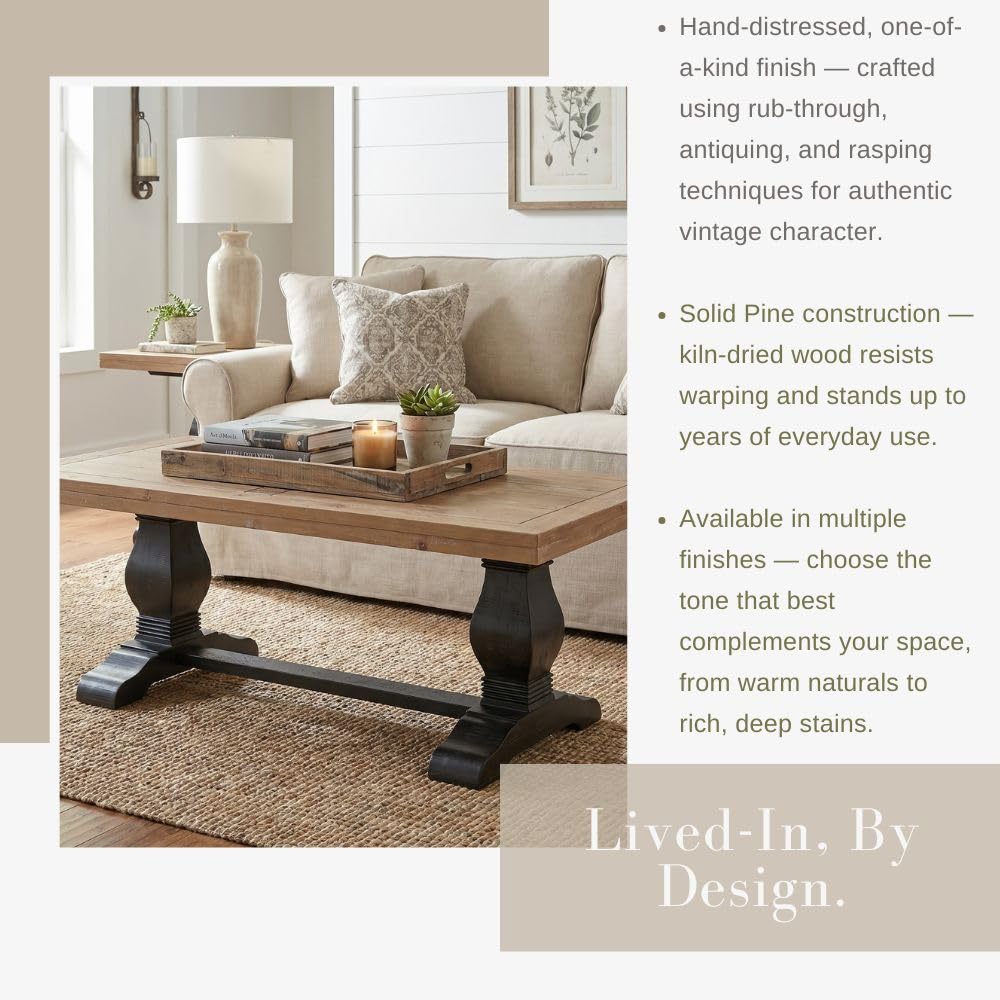 Solid Wood Coffee Table, Black and Driftwood T711