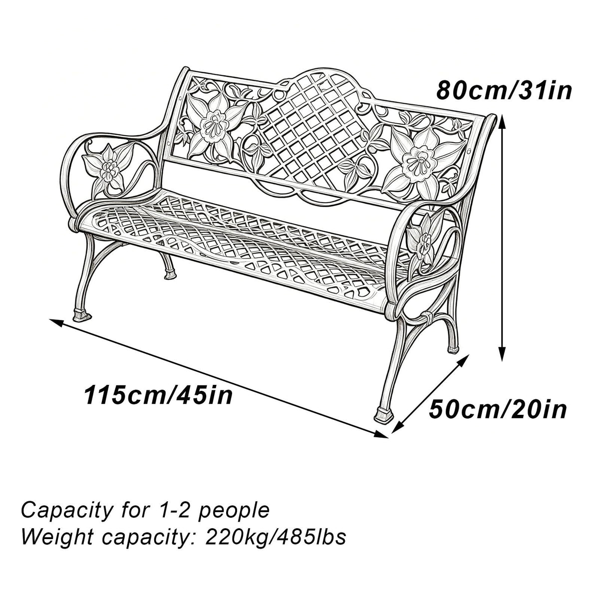 Heavy Duty Cast Iron Outdoor Bench I697