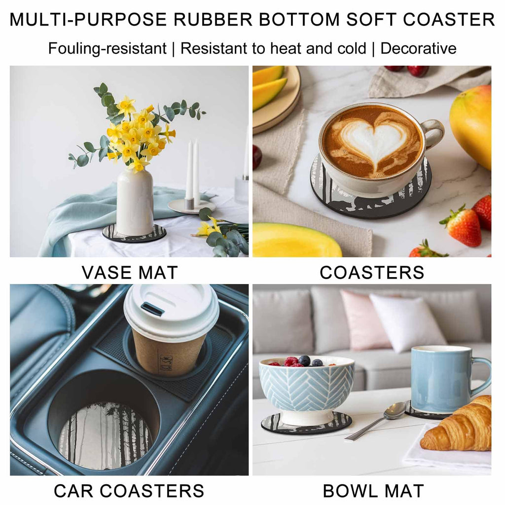 Black Grey Set of 4 Soft Absorbent Coasters S23100