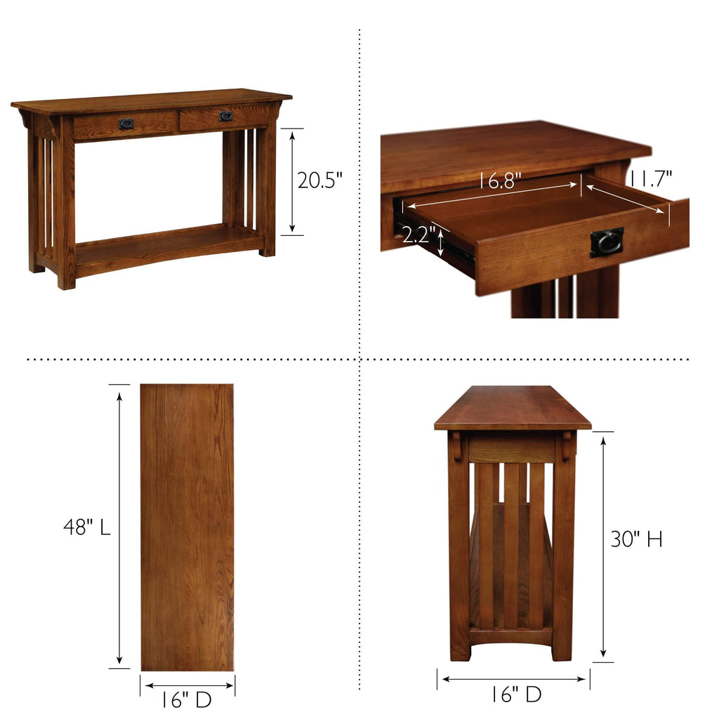 Transitional Solid Ash Console Table with 2 Drawers Y665