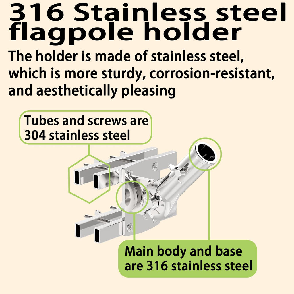 316 Stainless Steel Flagpole Holder for 1-Inch Flagpoles M235789