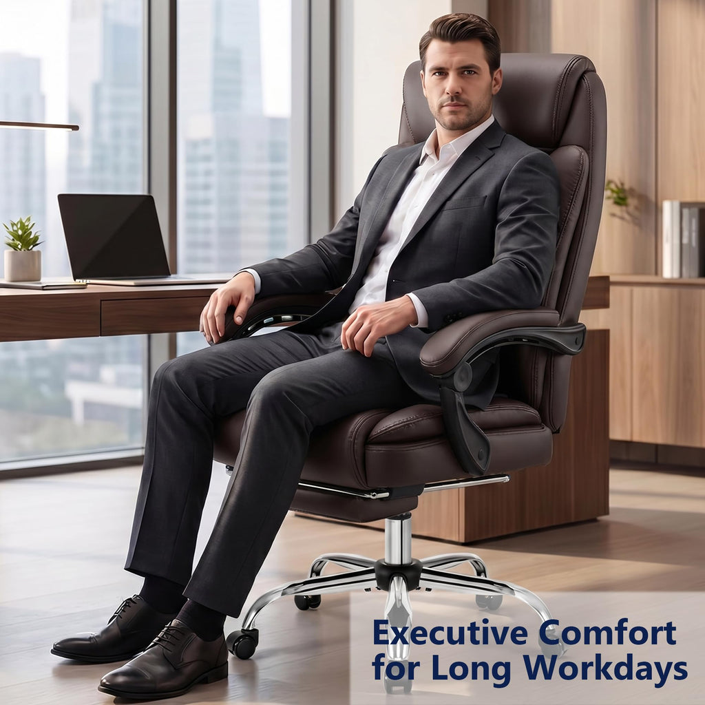 Brown PU Leather High Back Ergonomic Executive Office Chair R77357