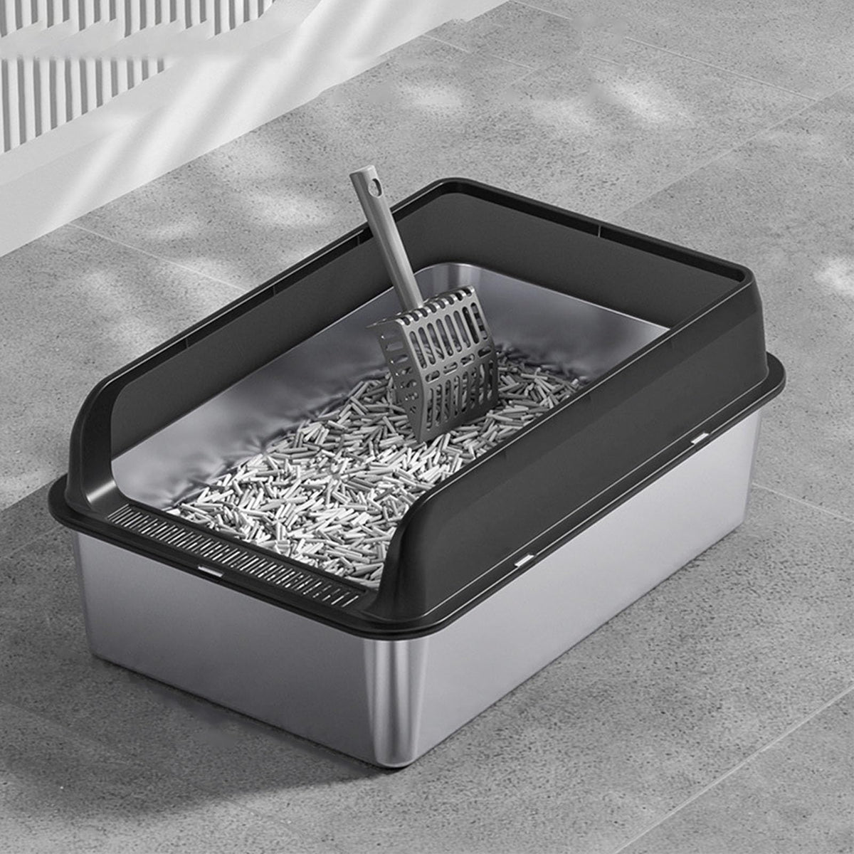 Stainless Steel Enclosed Cat Litter Box with Lid and Scoop C173407