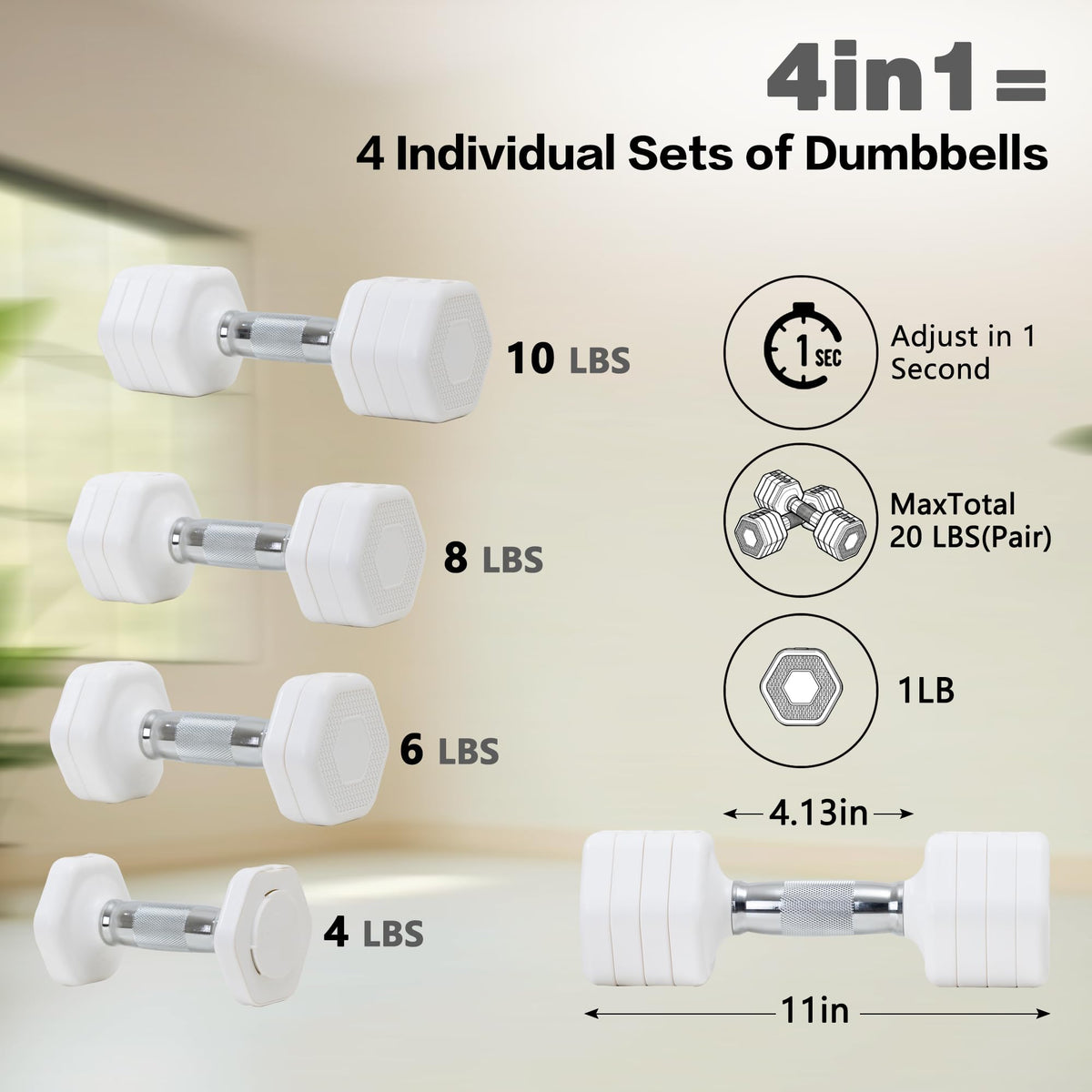 Adjustable Dumbbell Set of 2 Total 20 Lbs D2607