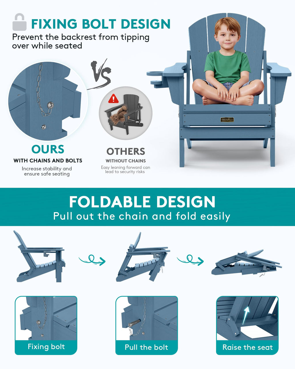 Folding Adirondack Chair Set of 2 with Cup Holder V750130