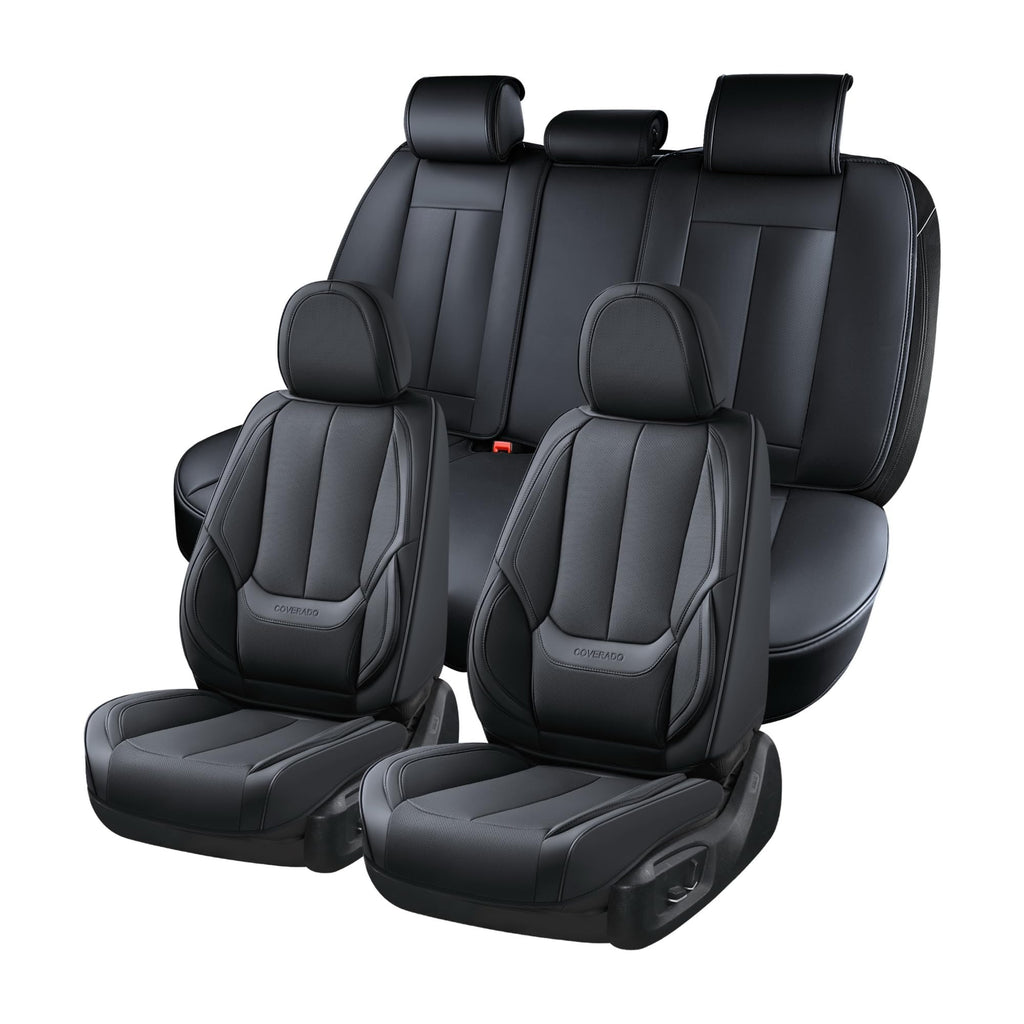 Black Full Set Waterproof Nappa Leather Car Seat Covers N1755