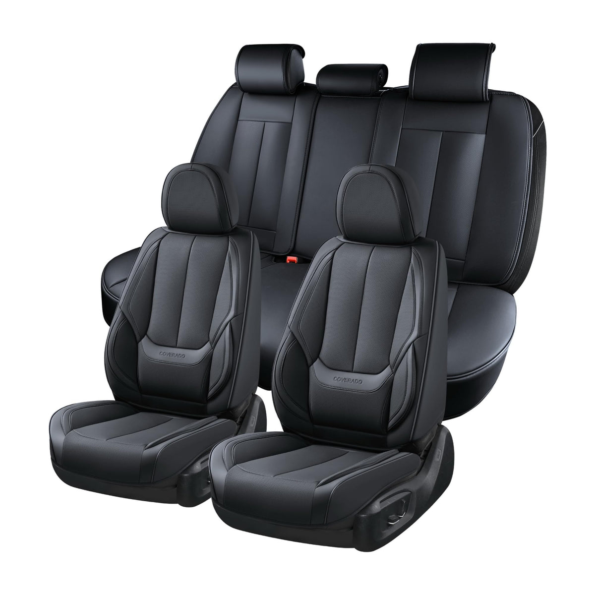 Black Full Set Waterproof Nappa Leather Car Seat Covers N1755