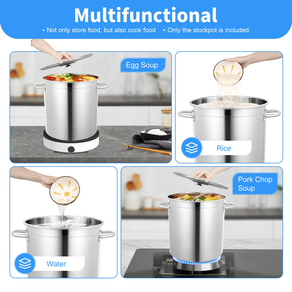 30 QT Stainless Steel Stock Pot with Lid V1257