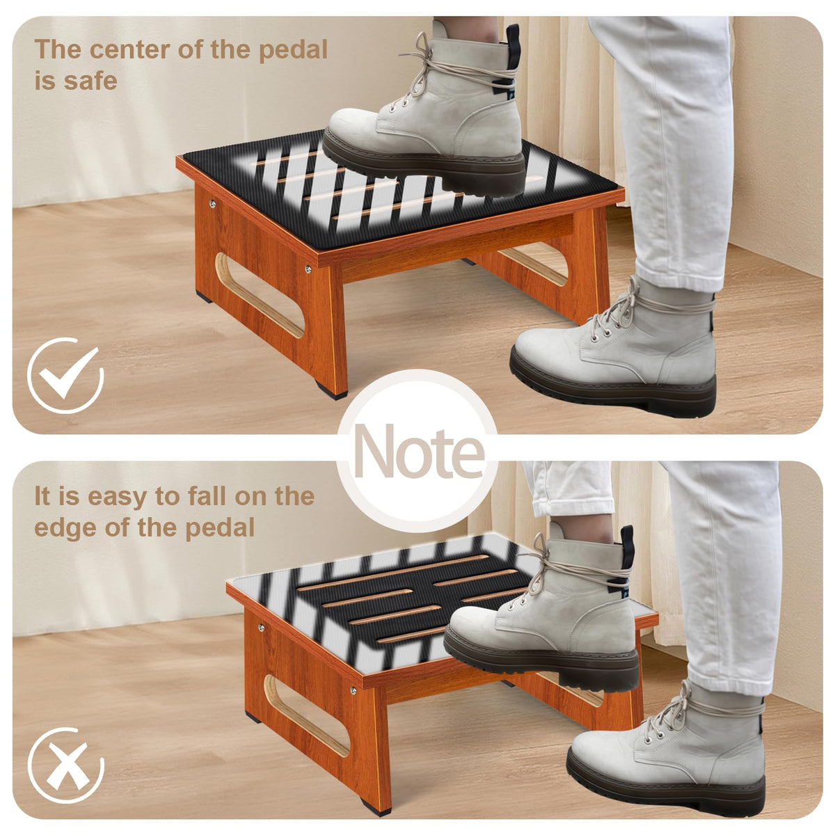 Brown Bed Step Stool with Handles E979