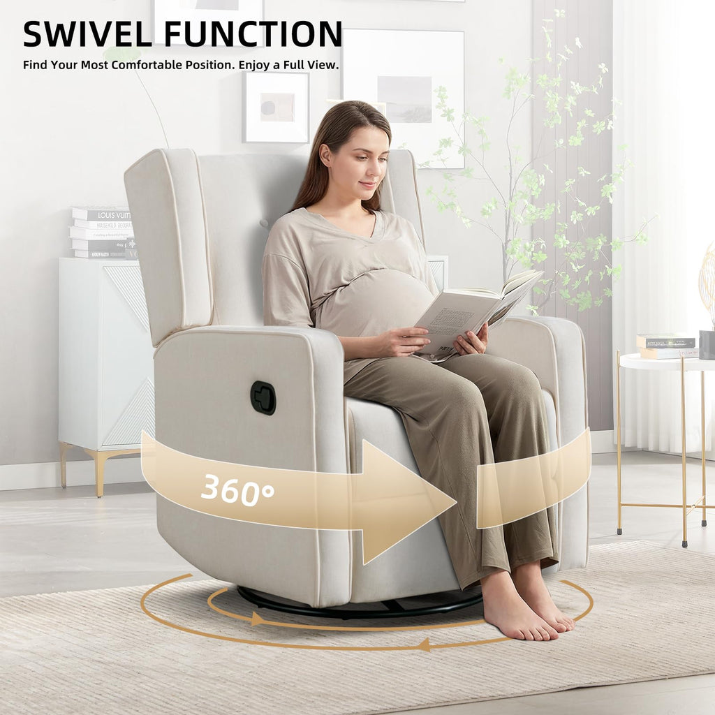 White Swivel Rocker Recliner Chair R1223
