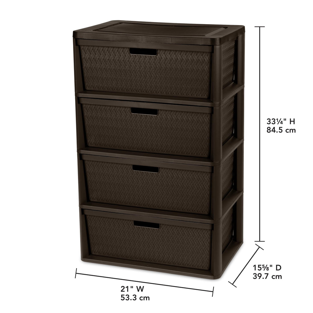 4 Drawer Plastic Storage Organizer Brown X775841