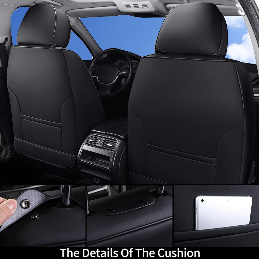 Black Full Set Waterproof Nappa Leather Car Seat Covers N1755