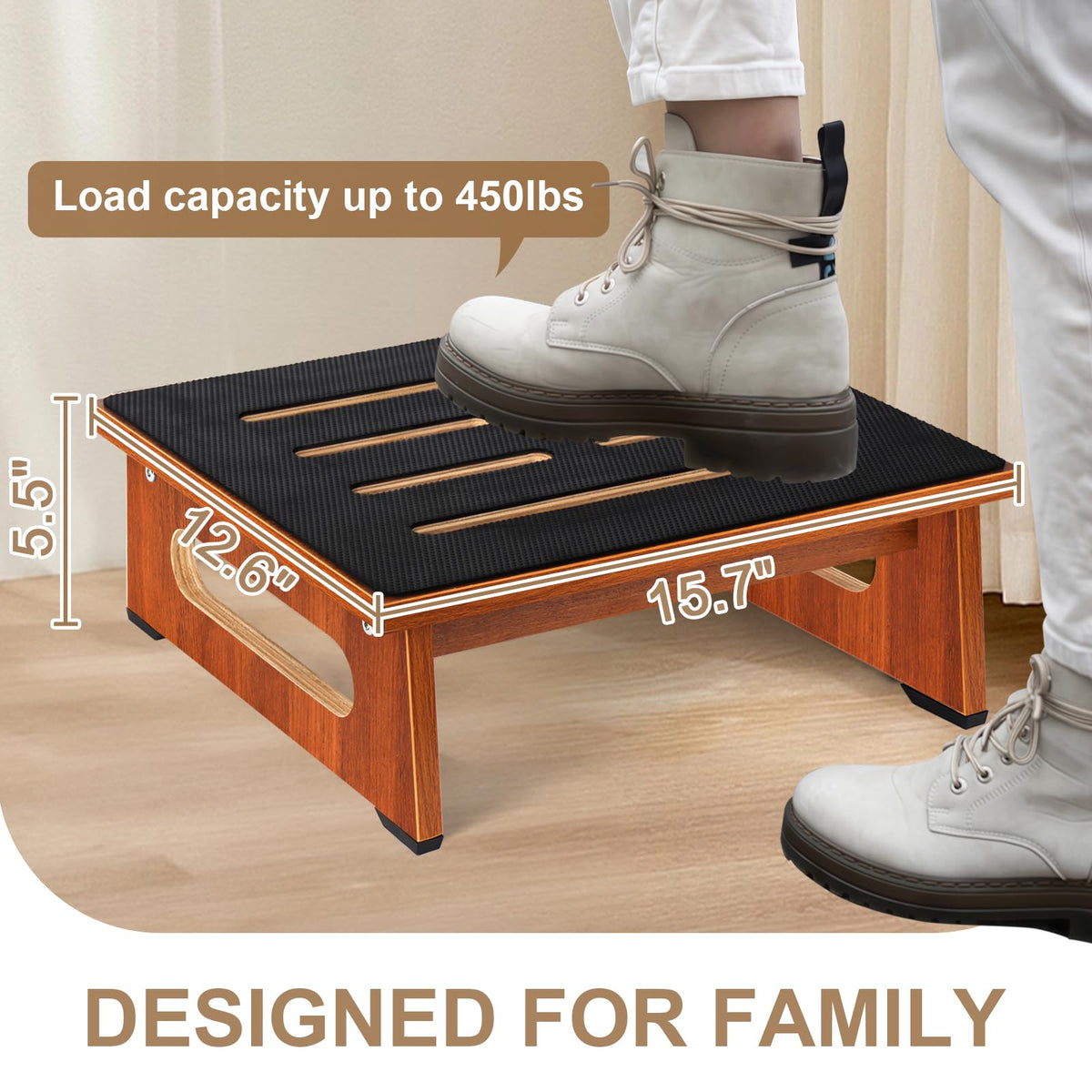 Brown Bed Step Stool with Handles E979