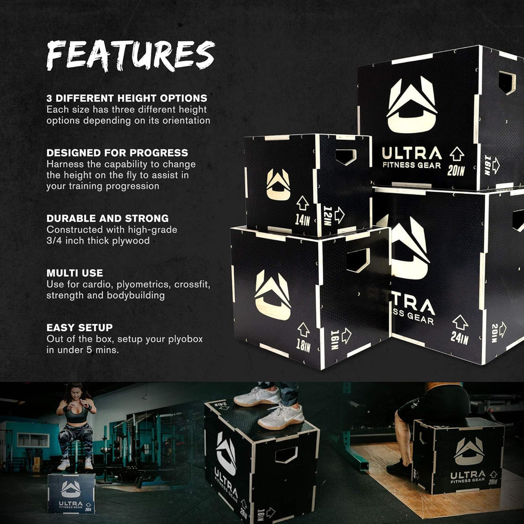 Wooden Plyo Box, 16/14/12 Anti-Slip P435
