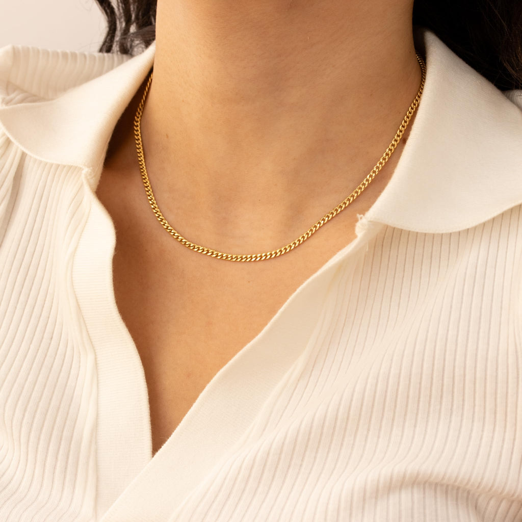14k Gold Hollow Cuban Link Chain Necklace O259327