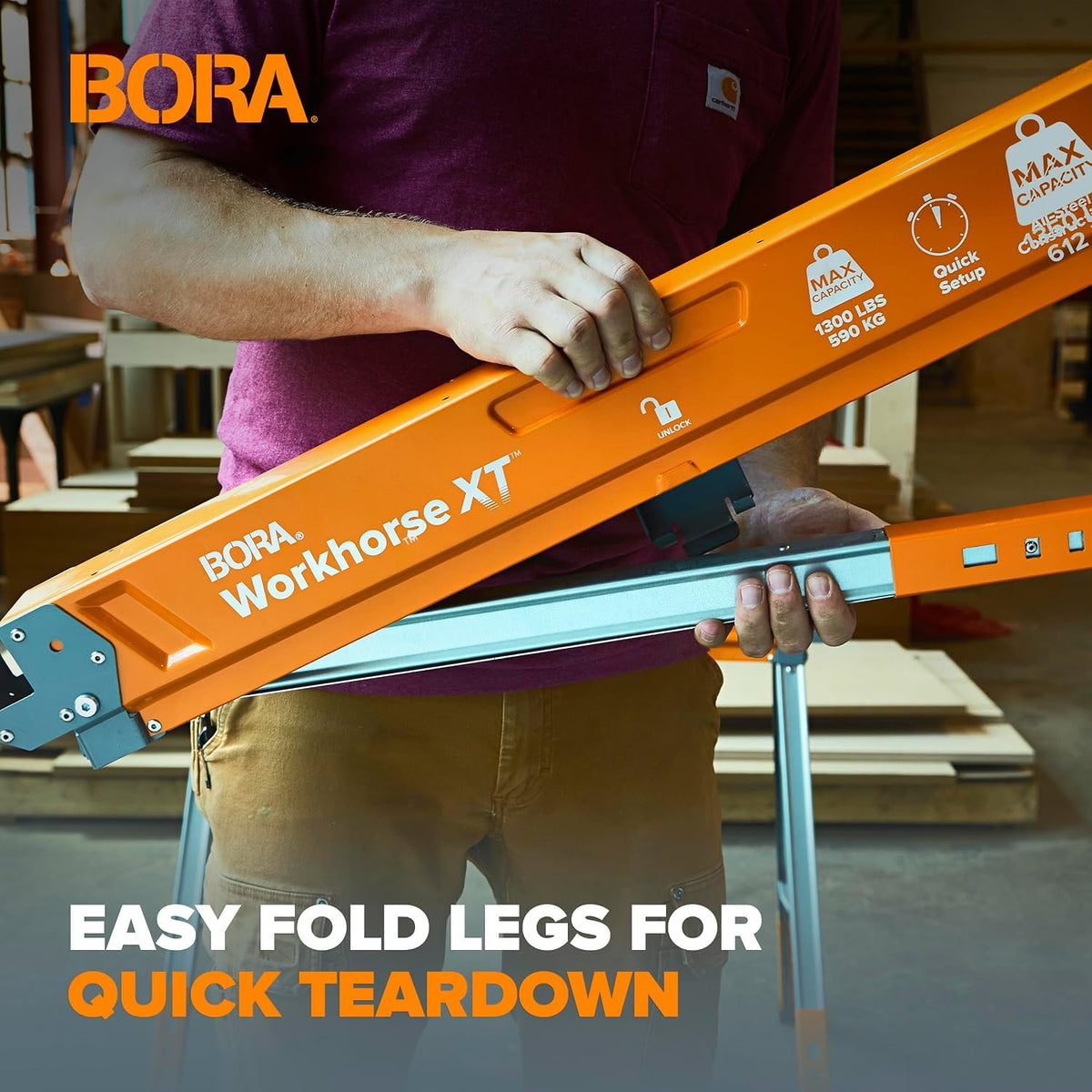 2 Pack Adjustable Folding Heavy Duty Sawhorse V60674
