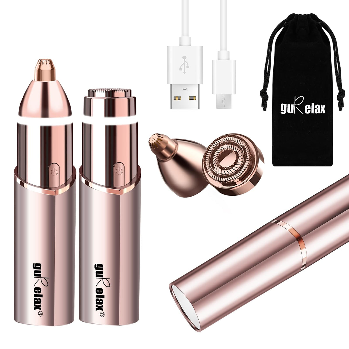 2-in-1 Electric Facial Hair Removal & Eyebrow Shaver with Mirror Light H37497