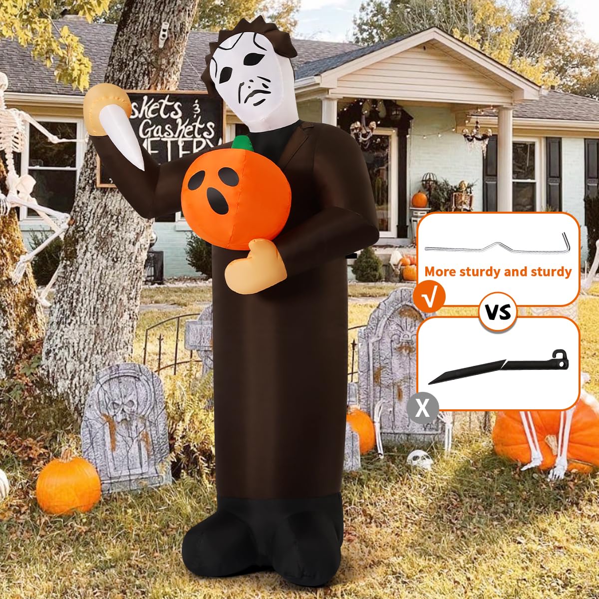 6FT Inflatable Scary Pumpkin with Built-in LEDs N976195