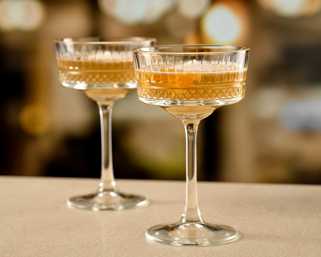 Vintage Coupe Glasses Set Of 6 Long Stem Glassware 8.8 oz B9128