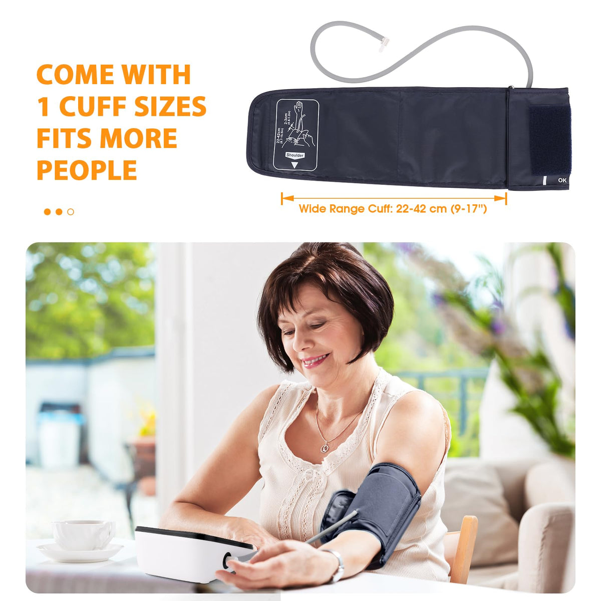 Automatic Upper Arm Blood Pressure Monitor with Adjustable Large Cuff S182