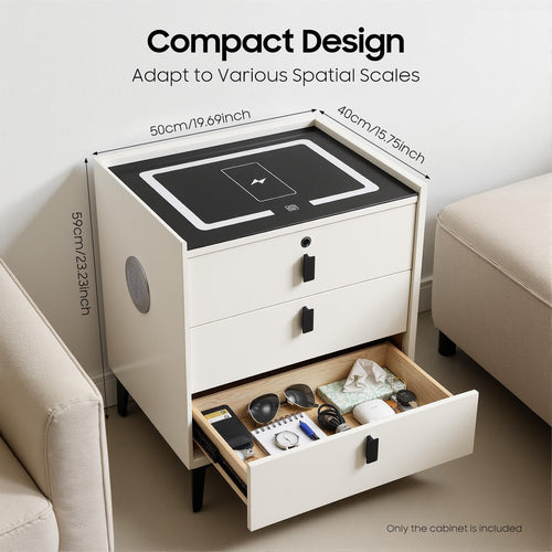 3 Drawers Nightstand with Fingerprint Lock and Wireless Charging T250