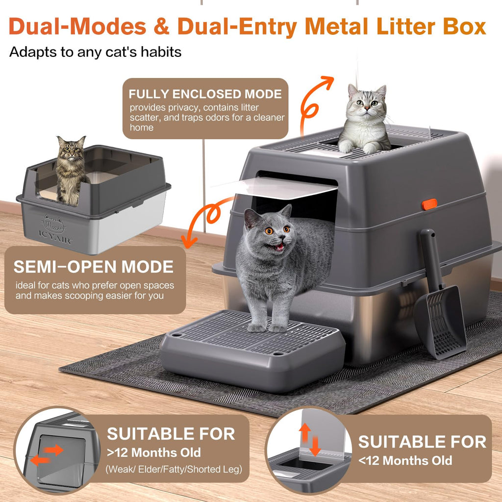 XXXL Stainless Steel Litter Box with Lid M811070