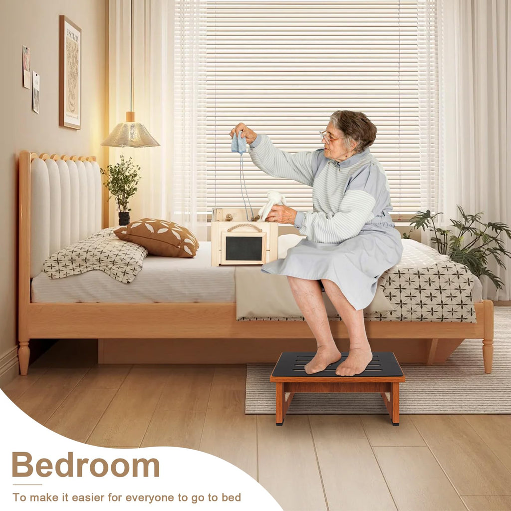 Brown Bed Step Stool with Handles E979