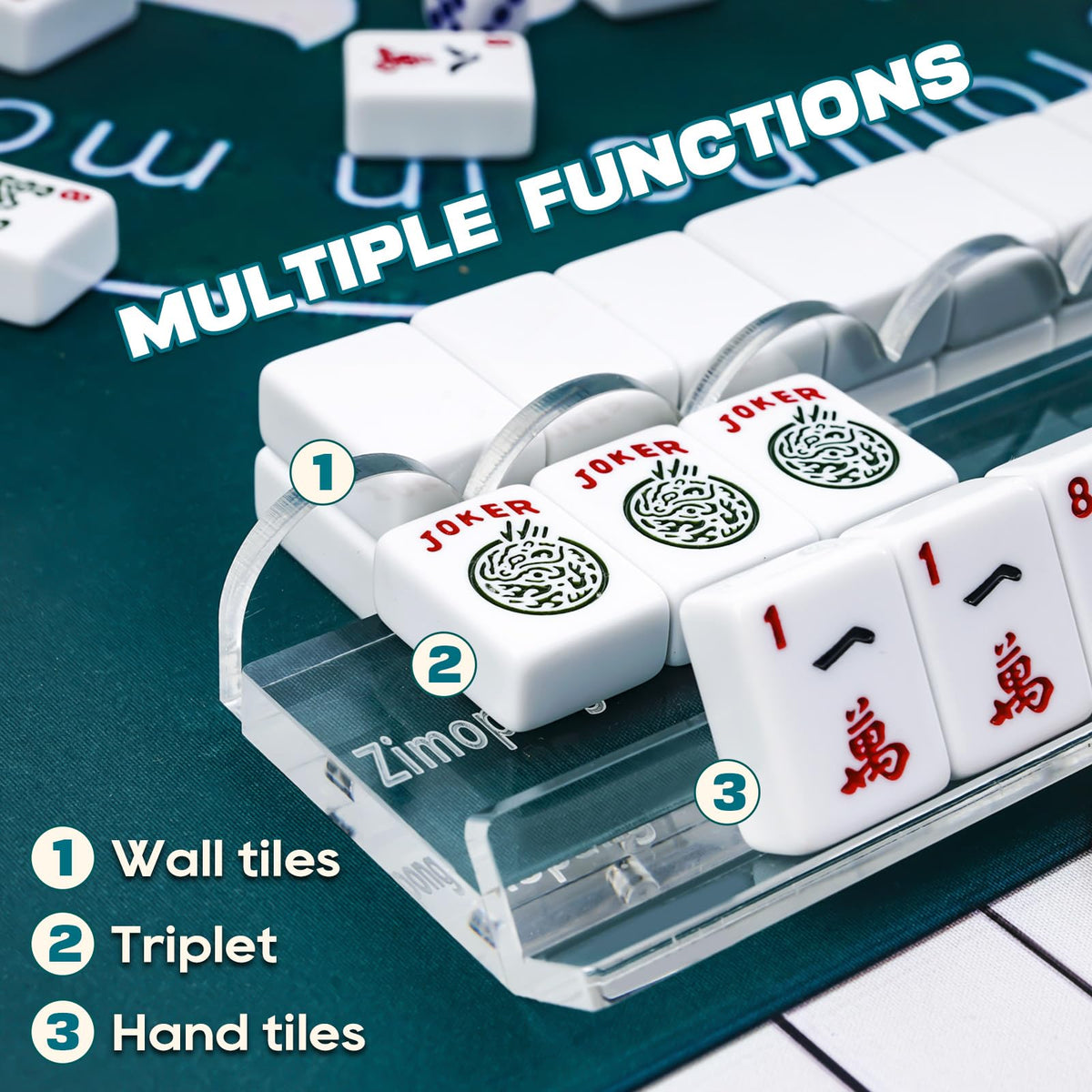 Clear Acrylic 17.5inch Mahjong Racks with Magnetic Pushers, 4 PCS B4059