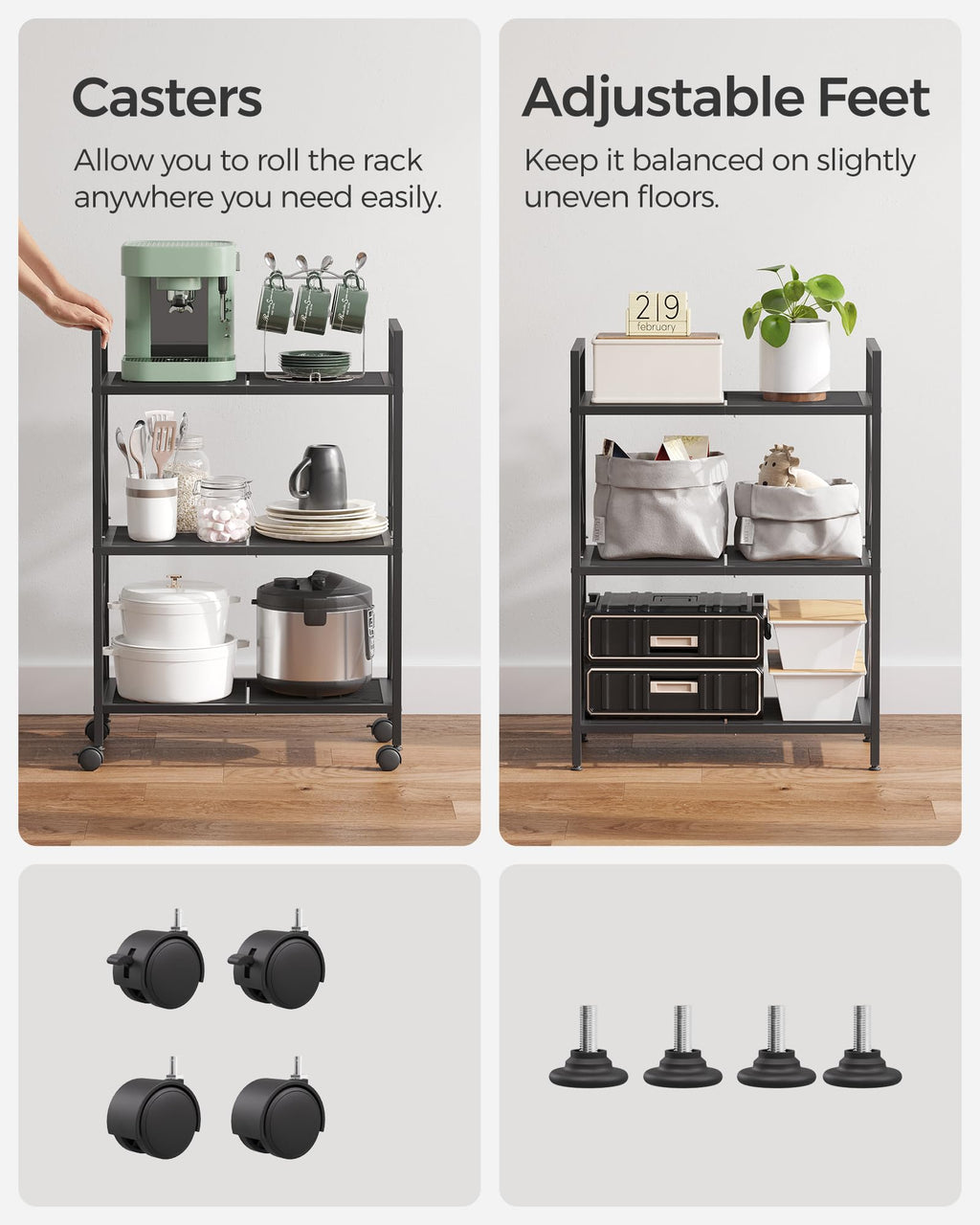 3-Tier Steel Storage Rack with Wheels P20540