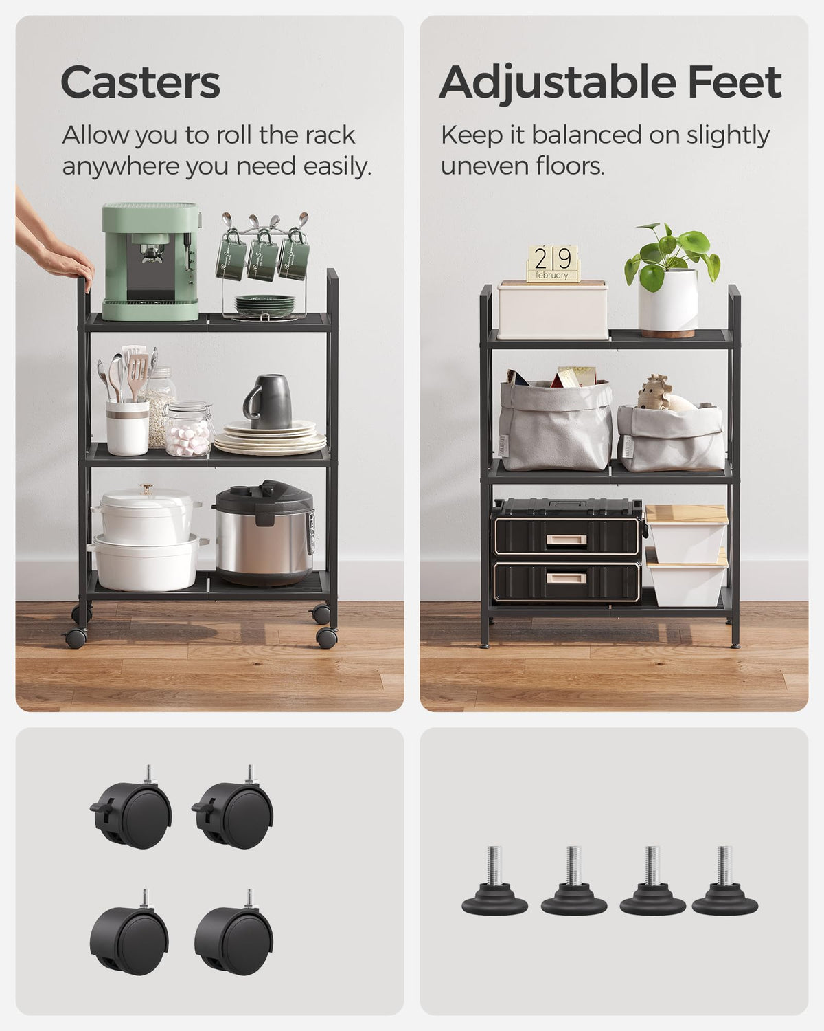 3-Tier Steel Storage Rack with Wheels P20540