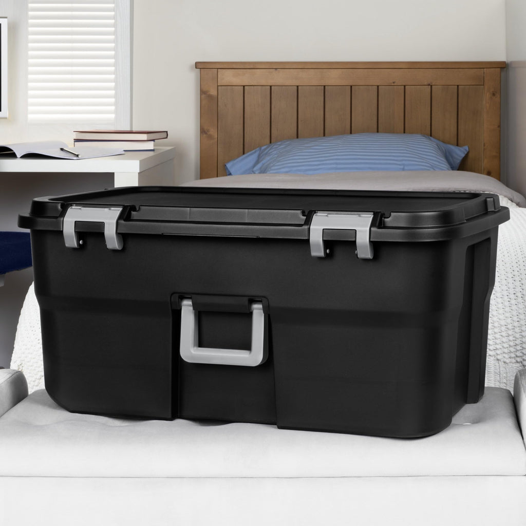 Black 22 Gal Wheeled Plastic Storage Trunk 2 Pack R849