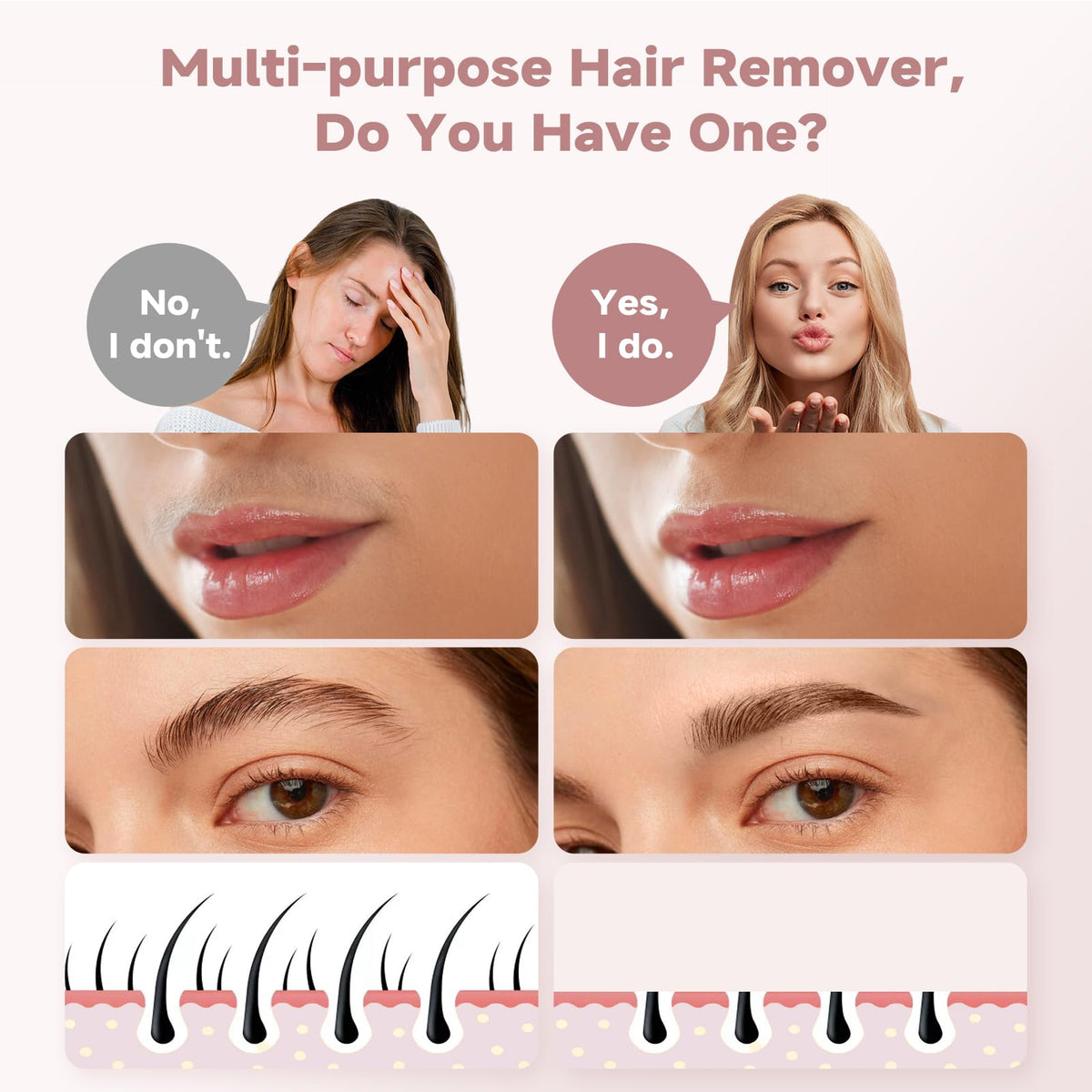 2-in-1 Electric Facial Hair Removal & Eyebrow Shaver with Mirror Light H37497