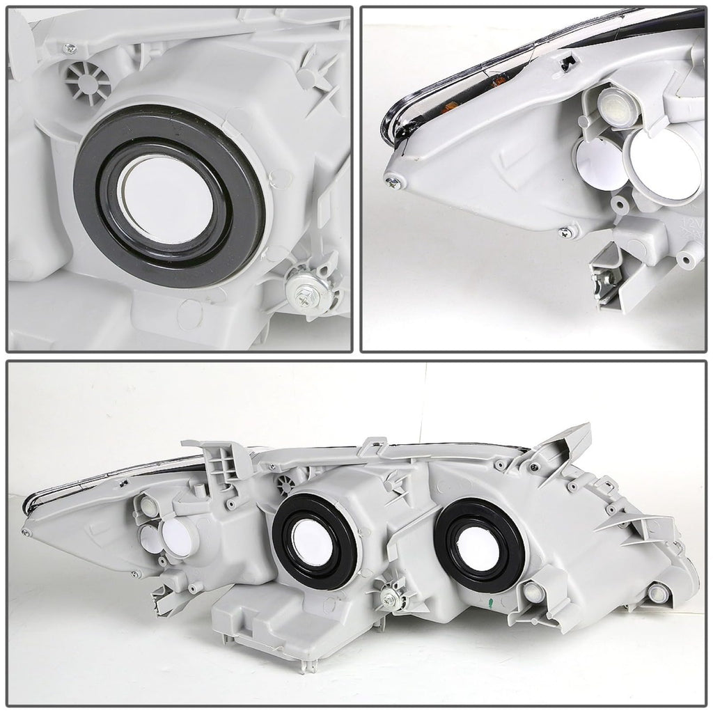 Projector Headlights Assembly Compatible With 2007-2009 Toyota Camry Sedan Driver Passenger Side Halogen Black Housing Clear Lens J666