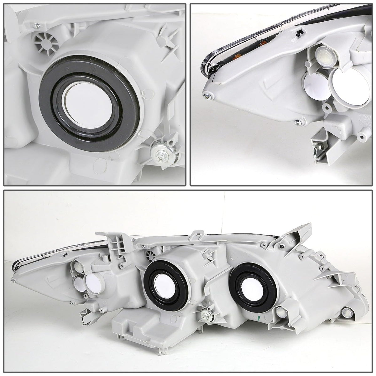 Projector Headlights Assembly Compatible With 2007-2009 Toyota Camry Sedan Driver Passenger Side Halogen Black Housing Clear Lens J666