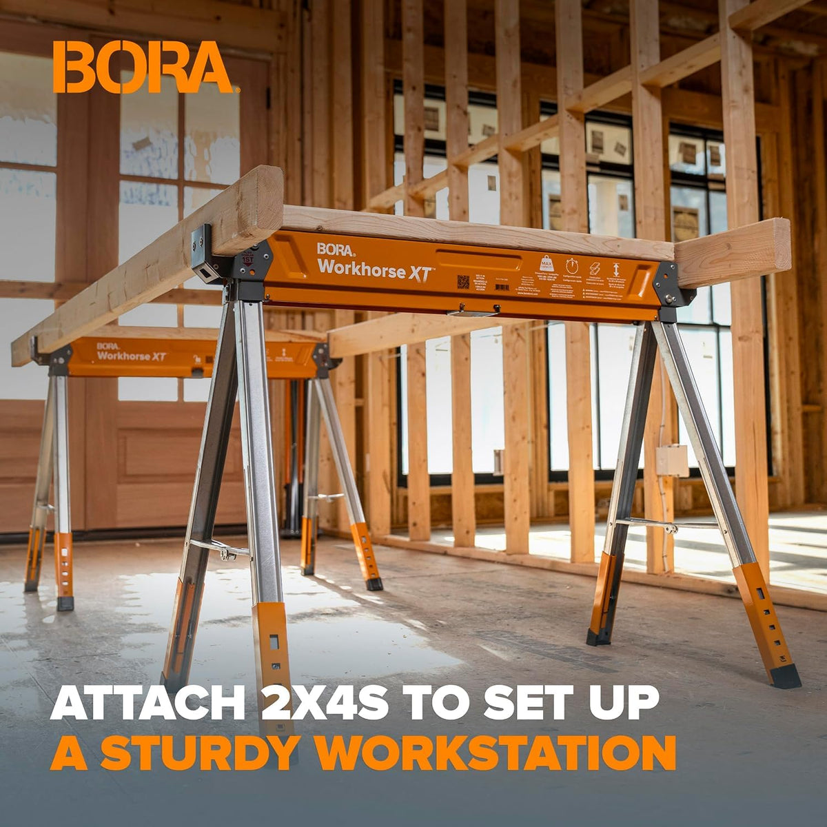 2 Pack Adjustable Folding Heavy Duty Sawhorse V60674
