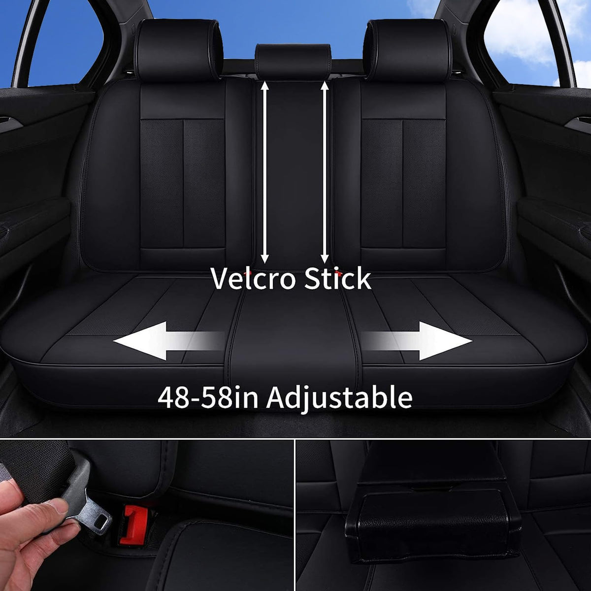 Black Full Set Waterproof Nappa Leather Car Seat Covers N1755