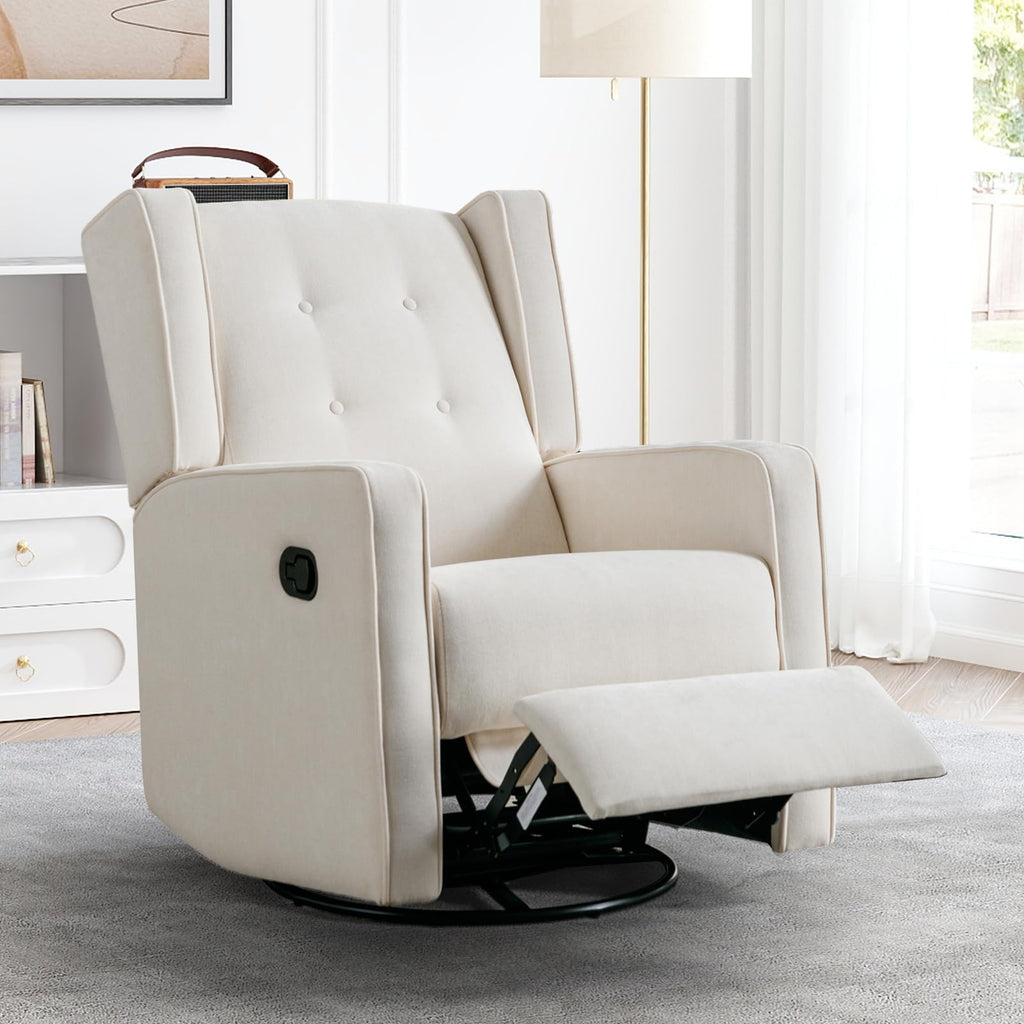 White Swivel Rocker Recliner Chair R1223