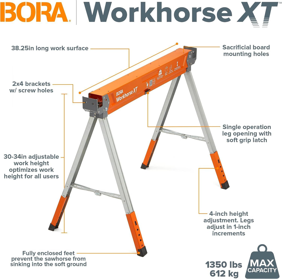 2 Pack Adjustable Folding Heavy Duty Sawhorse V60674