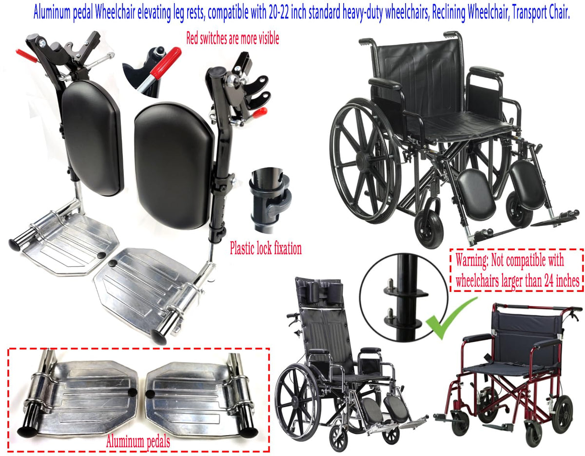 Heavy Duty Wheelchair Elevating Leg Rest with Calf Pad, Black W852720