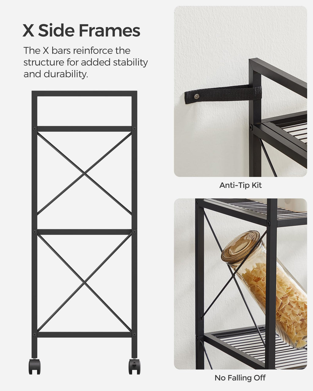 3-Tier Steel Storage Rack with Wheels P20540