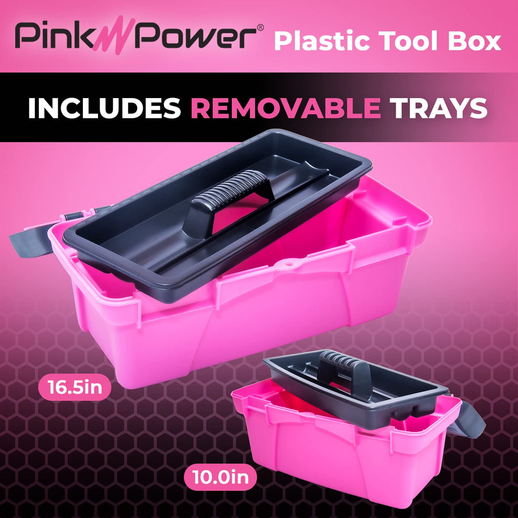 Pink Plastic Tool Box with Handle 2 Pack B285507