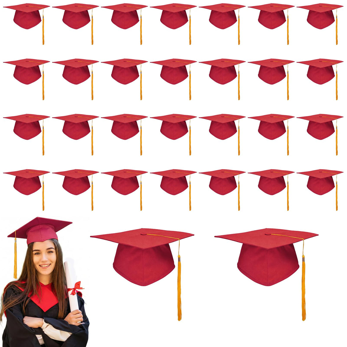 Graduation Cap with Tassel Adjustable Adult Graduation Hat X6655