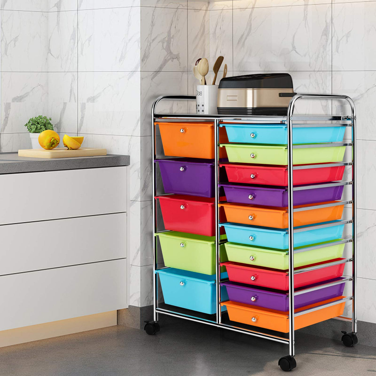 15 Drawer Rolling Storage Cart O193