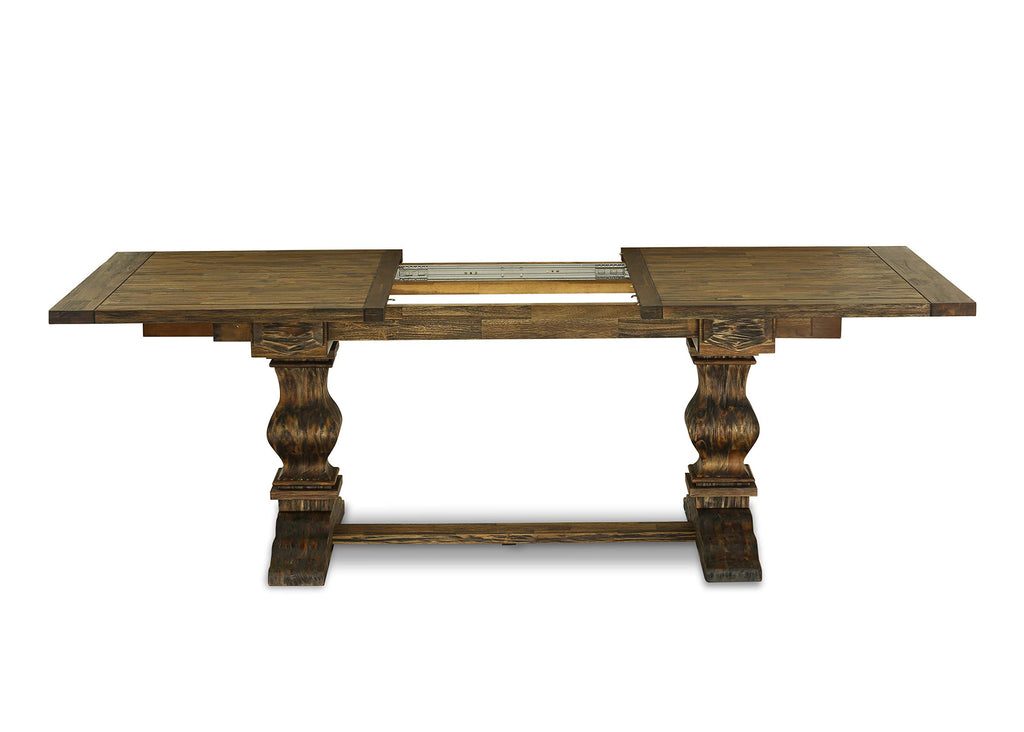 9 Piece Walnut Dining Table Set with 8 Grey Linen Chairs V5168